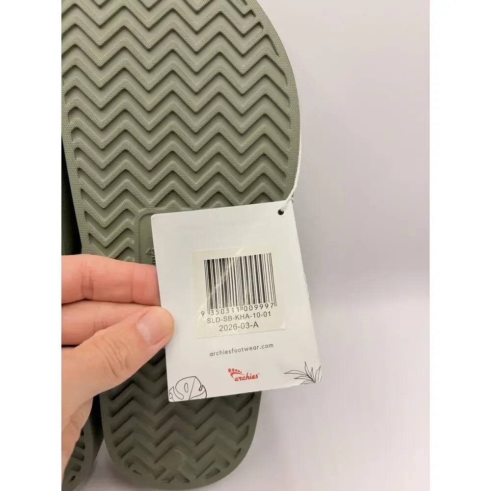 Archies Flip Flops Sandals Unisex Sz US M 10 W 11 Olive Green Arch Support NWT